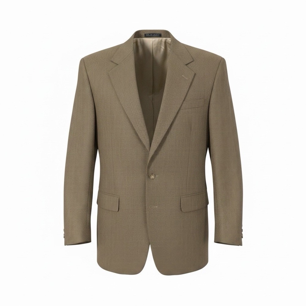 Vintage Bespoke 3 Button Wool Blazer Tan Houndstooth Men's Size 42L